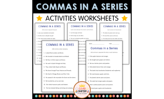 Commas in a Series Grammar Practice Worksheets for Grade 1, 2, 3
