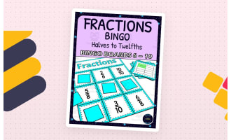 Common Fractions 1/2s - 1/12s Activity - Bingo Game - Fraction Symbols - Boards 6-10