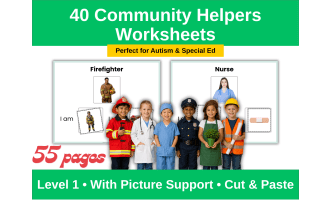 Community Helpers Worksheets Level 1 | Cut & Paste Special Education