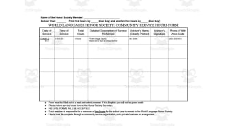 Community Service Hours Form