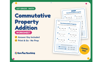 Commutative Property Addition Worksheet – 1st Grade Properties