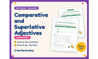 Comparative and Superlative Adjectives Worksheet – 3rd Grade Grammar
