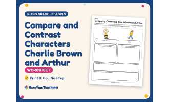Compare and Contrast Characters Charlie Brown Worksheet – K-2nd Grade