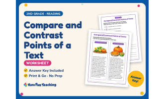 Compare and Contrast Points of a Text Worksheet – 2nd Grade Reading
