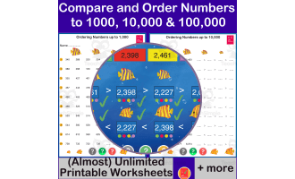 Compare & Order Multi-Digit Numbers up to 1000 or 10,000 or 100,000