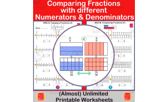 Compare Fractions with different numerators and denominators 4th Grade