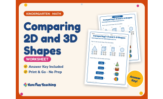 Comparing 2D and 3D Shapes Worksheet – Kindergarten Geometry Practice