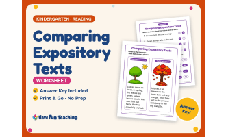 Comparing Expository Texts Worksheet – Kindergarten Text Features