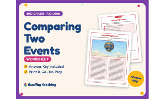 Comparing Two Events Worksheet – 3rd Grade Compare and Contrast