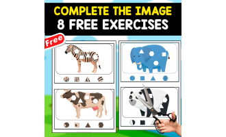COMPLETE THE IMAGE OF THE ANIMAL | 8 FREE EXERCISES
