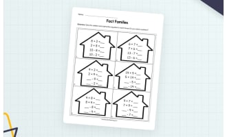 Completing Fact Families Worksheet
