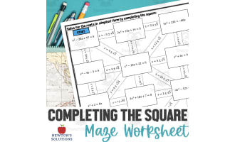 Completing the Square Maze Worksheet