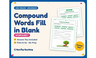 Compound Words Fill in Blank Worksheet – 2nd Grade Grammar Practice