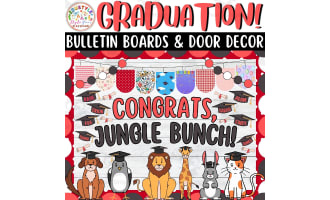 Congrats, Jungle: Animals Graduation Bulletin Boards & Door Decor Kits