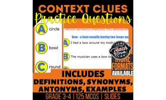 Context Clues Practice Questions - Vocabulary Grade 3-4 (Slides)