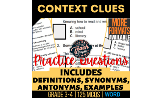 Context Clues Practice Questions - Vocabulary Grade 3-4 (Word)