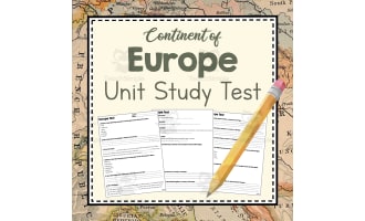 Continent of Europe | Unit Study Test | Geography Bundle