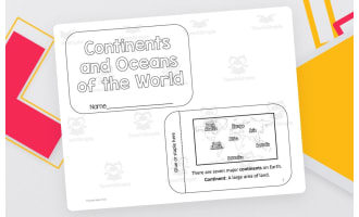 Continents and Oceans Flipbook Activity