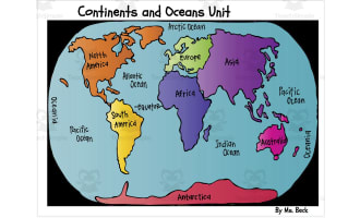Continents and Oceans Map – Geography PowerPoint