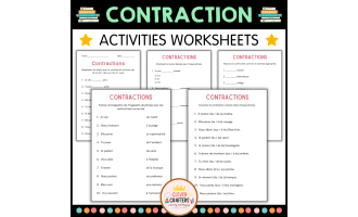 Contractions Grammar Activity Worksheets in French