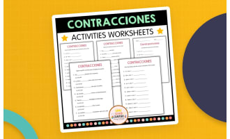 Contractions Grammar Worksheets in Spanish