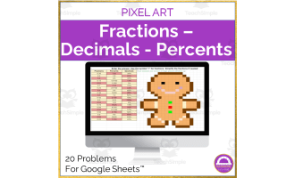 Converting Fractions - Decimals - Percents  Pixel Art | Christmas Digital Activity