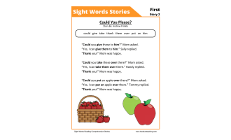 Could You Please? First Sight Words Reading Comprehension Worksheet