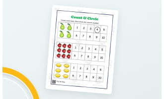 Count and Circle Numbers 1–20 – 4 Worksheets