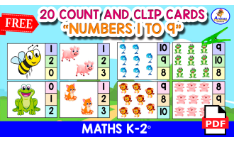 COUNT AND CLIP Animals | Numbers 1 to 9