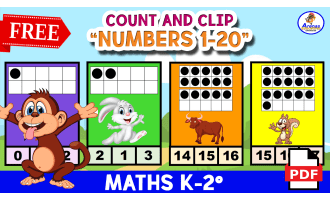 COUNT AND CLIP Frames 1 to 20 - ANIMAL THEME