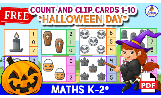 COUNT AND CLIP of numbers 1 to 10 - Halloween Theme