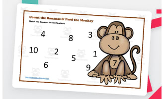 Count the Bananas – Feed the Monkey Math Activity