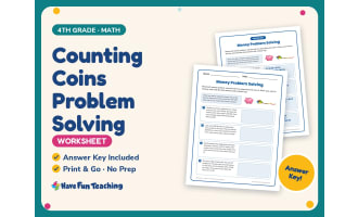Counting Coins Problem Solving Worksheet – 4th Grade Money Practice