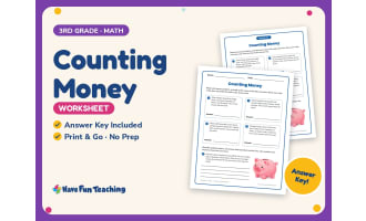 Counting Money Worksheet – 3rd Grade Word Problems Practice