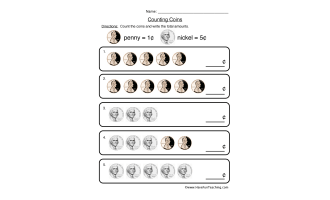 Counting Pennies and Nickels Worksheet