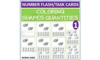 COUNTING SHAPES COLORING TASK CARDS 1