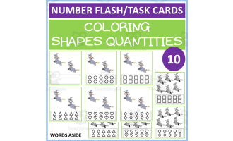COUNTING SHAPES COLORING TASK CARDS 10