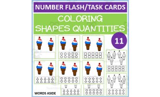 COUNTING SHAPES COLORING TASK CARDS 11