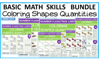 COUNTING SHAPES COLORING TASK CARDS BUNDLE