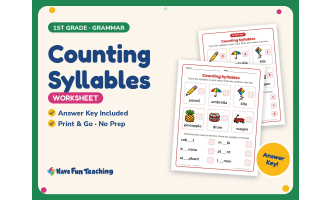Counting Syllables Worksheet – 1st Grade Vowels Practice + Answer Key