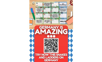 Country Study on Germany Snakes and Ladders Board Game PDF Printable
