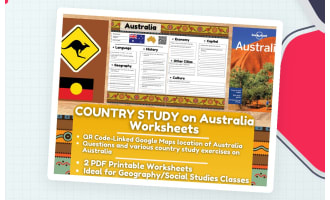 Country Study Worksheets on Australia - Oceania