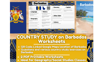Country Study Worksheets on Barbados - Caribbeans - North America