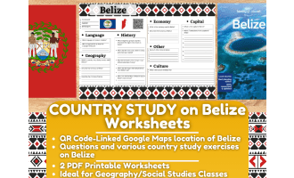 Country Study Worksheets on Belize - Central America