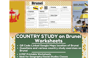 Country Study Worksheets on Brunei - Southeast Asia