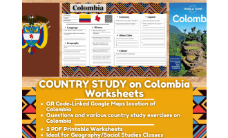 Country Study Worksheets on Colombia - South America