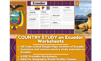 Country Study Worksheets on Ecuador - South America