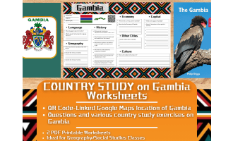 Country Study Worksheets on Gambia - Western Africa