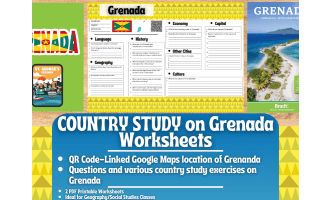 Country Study Worksheets on Grenada - Caribbeans - North America