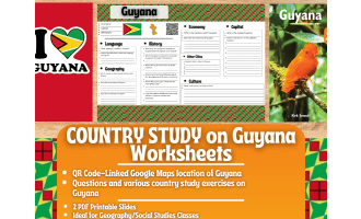Country Study Worksheets on Guyana - South America